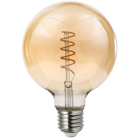 Arum Lighting – Ampoule filament décorative E27 G95 4W LED – Lumière ambrée 2200K – 250 lumens – Grand globe en verre teinté