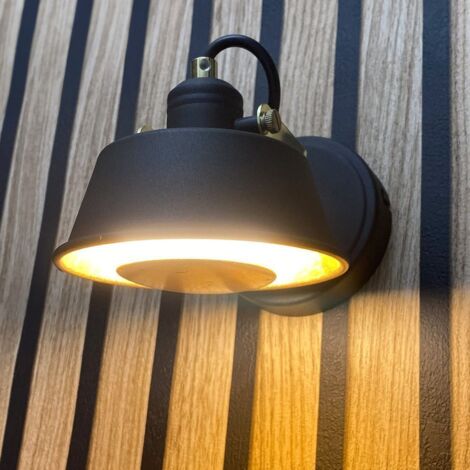 Arum Lighting – Applique murale RIDLEY Noir mat et Or – Ampoule GU10 5W 3000K Blanc chaud – Lumens 380 – Installation simple en intérieur