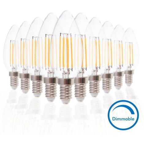 Arum Lighting – Lot de 10 ampoules LED E14 4W dimmables – Blanc chaud 2700K – 470 lumens – Angle 360° – Compatible variateur LED