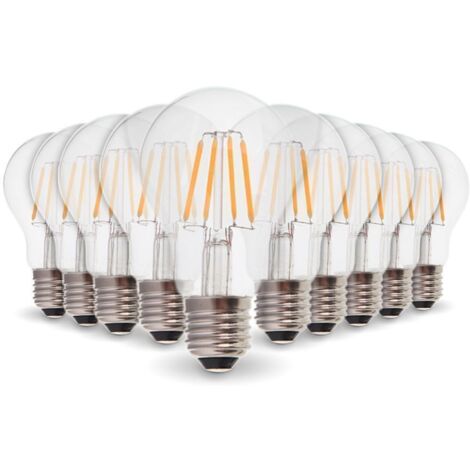 Arum Lighting – Lot de 10 ampoules LED E27 4W filament équivalent 40W – Blanc chaud 2700K – Angle d'éclairage 300° – Allumage instantané