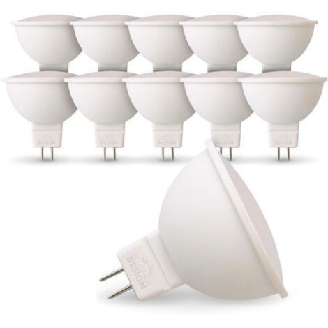 Arum Lighting – Lot de 10 ampoules LED MR16 GU5.3 12V 5W – 400 lumens – Angle 120° – Blanc chaud – Non dimmable – Alimentation DC