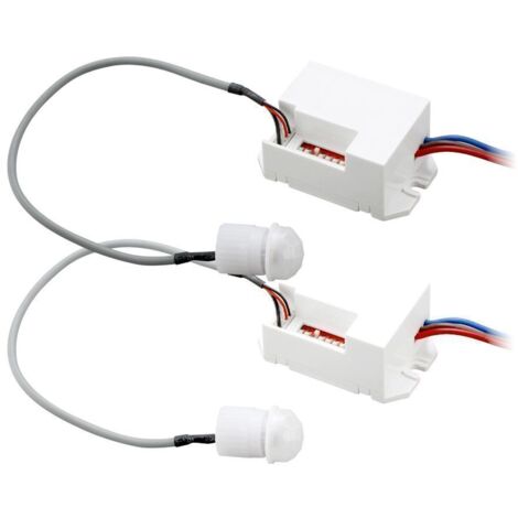 Arum Lighting – Lot de 2 détecteurs de mouvement encastrables infrarouges IP65 – Portée 3 à 6 m – Angle de détection 120° à 360° – Installation 1,8 à 2,5 m