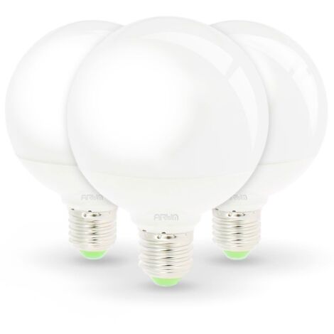 Arum Lighting – Lot de 3 ampoules LED globe E27 12W équivalent 75W – 1000 lumens – Grand angle de diffusion 270° – Durée de vie 20 000 heures