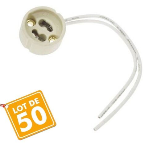 Arum Lighting – Lot de 50 douilles GU10 céramique – Ampoules halogènes et LED – Fils Teflon 0,75 mm² – Max 1800V 2A – Pour installation sécurisée