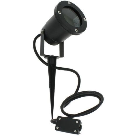 Arum Lighting – Spot extérieur à piquer en aluminium noir – IP65 pour ampoule GU10 jusqu'à 35W – Câble 1,20m inclus – Éclairage de jardin