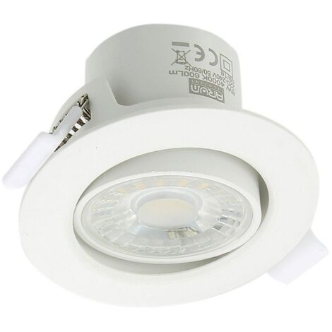 Arum Lighting – Spot encastrable orientable 8W équivalent 75W – Lumière blanche neutre 4000K – Angle d'orientation 60° – Pour encastrement 60mm