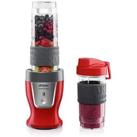 Arzum AR1032 Shake'N Take Personal Blender, BPA-frei, Tropfschutz-Trinkklappe, 570 ml und 400ml Rot