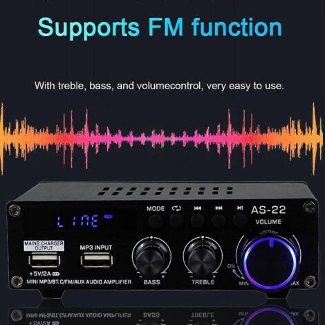 AS-22 12V Amplificateur Audio Compact Portable – Ampli Son Puissant pour Voiture et Maison, Faible Encombrement, Idéal Système Sonore Intérieur/Extérieur