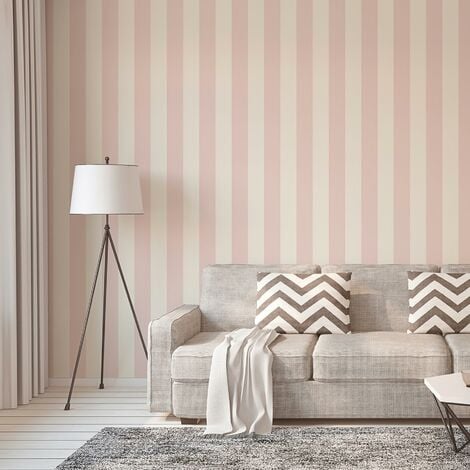 A.S. CREATIONS A.S. Création 381013 38101-3 - Carta da parati a righe in tessuto non tessuto, 10,05 m x 0,53 m, colore: rosa e bianco
