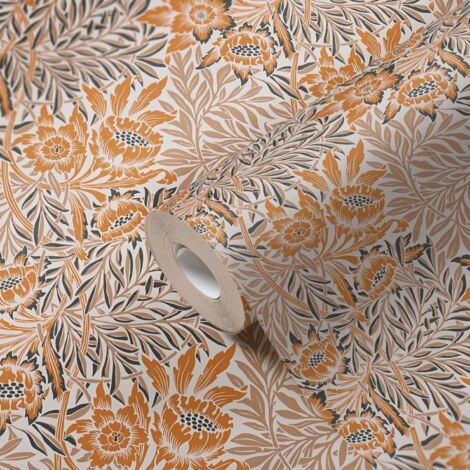 A.S. Creation  Art of Eden  390582  Vliestapete  Blumenoptik  10.05 x 0.53 m  Orange  Wohnzimmer  Schlafzimmer  Flur  Küche  Esszimmer  Badezimmer  Bad  Arbeitszimmer  Büro  Diele