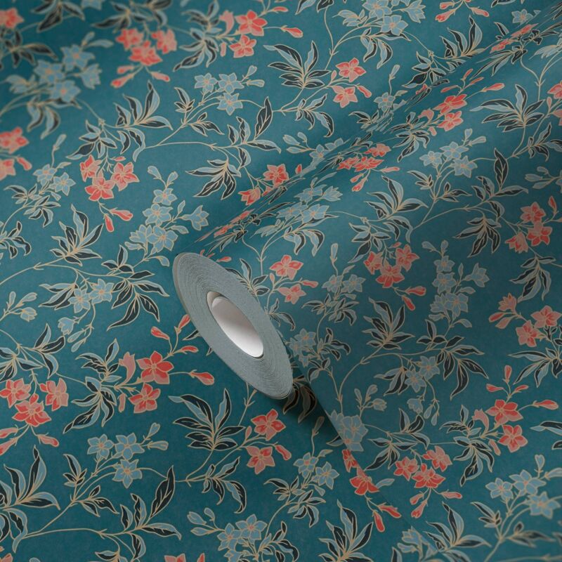 As Creation - A.s. Creation Art Of Eden 390634 Vliestapete Blumenoptik 10.05 X 0.53 M Blau Wohnzimmer Schlafzimmer Flur Küche Esszimmer Badezimmer