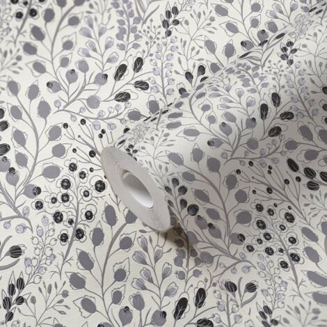 A.S. Creation  Attractive 2  388473  Vliestapete  Blumenoptik  10.05 x 0.53 m  Grau  Wohnzimmer  Schlafzimmer  Flur  Küche  Esszimmer  Badezimmer  Bad  Arbeitszimmer  Büro  Diele
