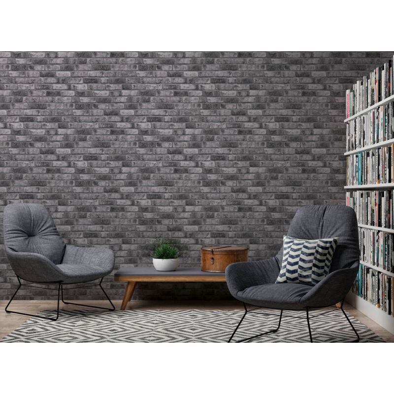As Creation A.s. Creation Bricks & Stones 388124 Vliestapete Steinoptik 0.53 X 10.05 M Grau Wohnzimmer Schlafzimmer Flur Küche Esszimmer Badezimmer Bad