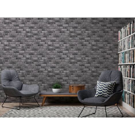 A.S. Creation Bricks & Stones 388124 Vliestapete Steinoptik 0.53 x 10.05 m Grau Wohnzimmer Schlafzimmer Flur Küche Esszimmer Badezimmer Bad Arbeitszimmer Büro Diele
