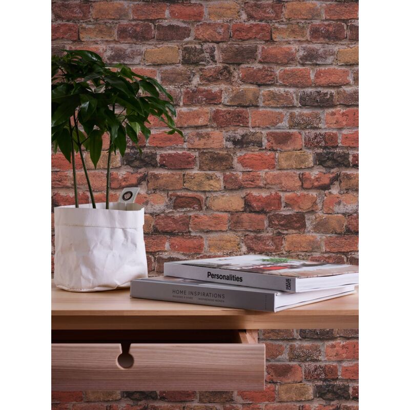 As Creation - A.s. Creation Bricks & Stones 388141 Vliestapete Steinoptik 0.53 X 10.05 M Rot Wohnzimmer Schlafzimmer Flur Küche Esszimmer Badezimmer
