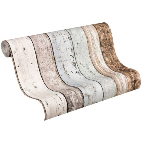 A.S. Création Carta Da Parati Effetto Legno Elements Carta da parati tessuto non tessuto 10.05 m x 0.53 m Marrone Blu Beige Prodotto in Germania 855039 8550-39
