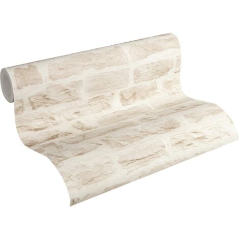 A.S. CREATIONS A.S. Création Carta Da Parati Mattoni Elements Carta da parati tessuto non tessuto 10.05 m x 0.53 m Beige Crema Prodotto in Germania 355803 35580-3