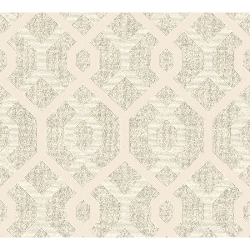 A.s.creations - Cream Gold Glitter Geometric Pattern Metallic Vinyl Wallpaper Embossed Modern