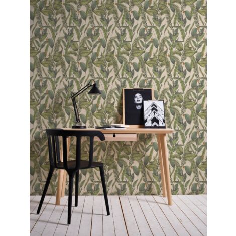 A.S. Création Drawn Into Nat 394132 Vliestapete Botanical / Dschungel 10.05 x 0.53 m Grün Wohnzimmer Schlafzimmer Büro