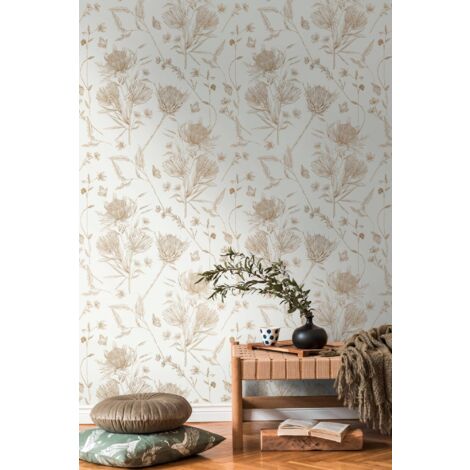A.S. Création Drawn Into Nat 394271 Vliestapete Blumen / Floral 10.05 x 0.53 m Braun Wohnzimmer Schlafzimmer Büro