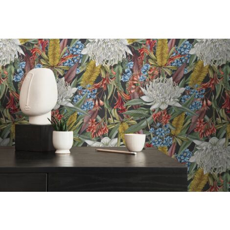 A.S. Création Drawn Into Nat 394282 Vliestapete Blumen / Floral 10.05 x 0.53 m Schwarz Wohnzimmer Schlafzimmer Büro