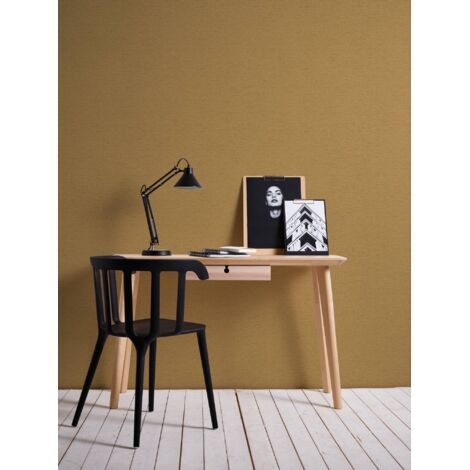 A.S Creation Famous Garden 393516 Vliestapete Einfarbig 10.05 x 0.53 m Gold Wohnzimmer Schlafzimmer Büro Naturoptik