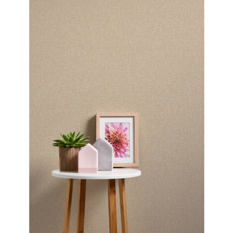 A.S Creation Famous Garden 393538 Vliestapete Einfarbig 10.05 x 0.53 m Beige Wohnzimmer Schlafzimmer Büro Naturoptik