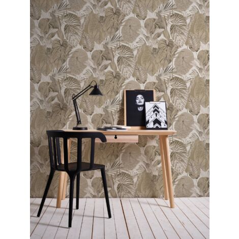 A.S Creation Famous Garden 393551 Vliestapete Botanisch 10.05 x 0.53 m Beige Wohnzimmer Schlafzimmer Büro Naturoptik
