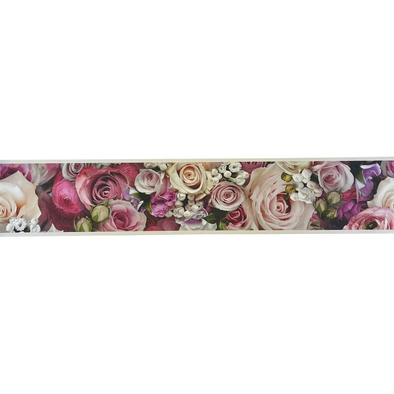 As Creation - Floral Rose Pink White Wallpaper Border Flowers Textured Bedroom