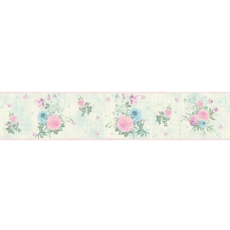 As Creation - Floral Stripes Chic Green Wallpaper Border Flowers Textured 5mx13cm