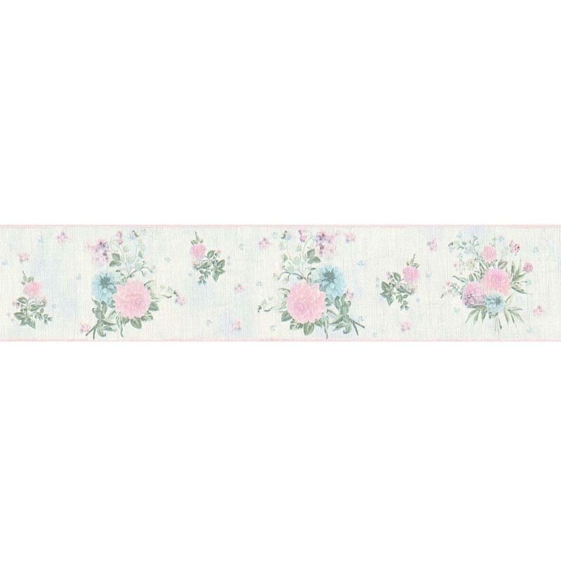 AS Creation Floral Stripes Light Blue Wallpaper Border Flowers Textured 5mx13cm