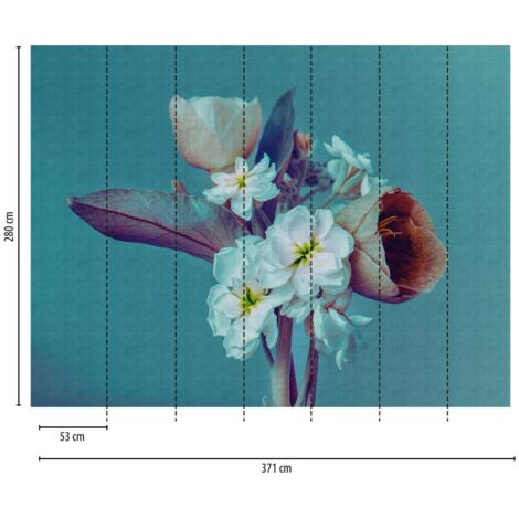 A.S. Creation Fototapete Livingwalls The Wall 382691 Ein Motiv pro Rolle 3.71 x 2.80 m Blumenoptik Blau
