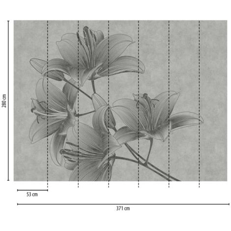 A.S. Creation Fototapete Livingwalls The Wall 382781 Ein Motiv pro Rolle 3.71 x 2.80 m Blumenoptik Grau