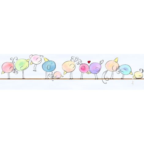A.S. Création Funny Birds 403724 Papiertapete Kinderzimmer 5 x 1.55 m Blau Wohnzimmer Schlafzimmer Büro