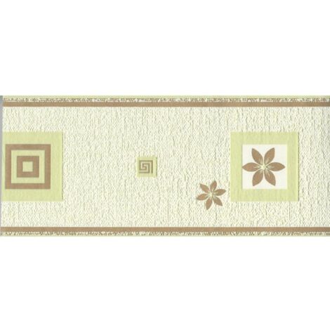 AS Creation Gold Flowers and Geometric Shapes Border Green Modern