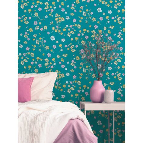 A.S. Creation  House of Turnowsky  389072  Vliestapete  Blumenoptik  10.05 x 0.53 m  Türkis  Wohnzimmer  Schlafzimmer  Flur  Küche  Esszimmer  Badezimmer  Arbeitszimmer  Büro  Diele