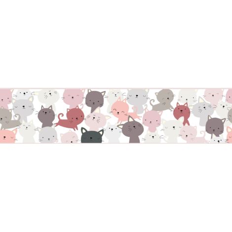 A.S. Création Little Cats 403741 Papiertapete Kinderzimmer 5 x 1.55 m Grau Wohnzimmer Schlafzimmer Büro