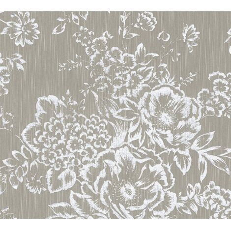 A.S. Creation Metallic Silk  306574  Vliestapete Blumenoptik  0.53 m x 10.05 m  Grau