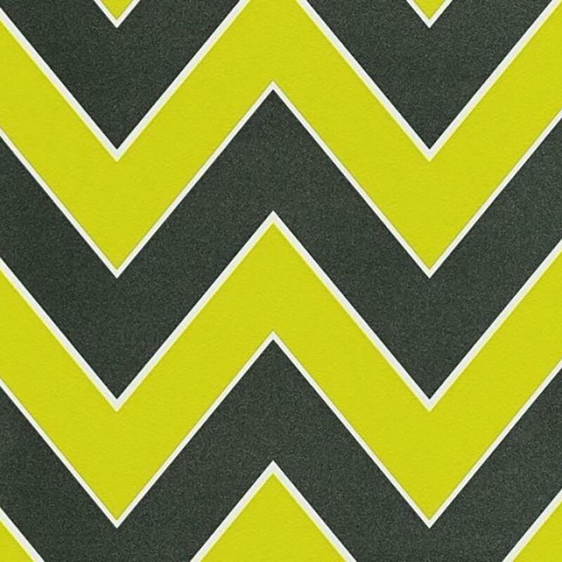 As Creation - Metropolis Zig Zag Lime Green Black Wallpaper Paste The Wall Vinyl