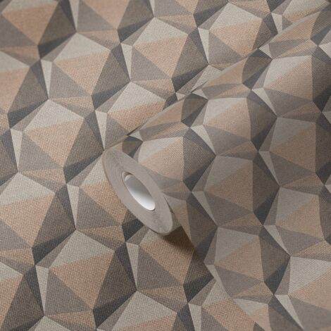 A.S. Creation  Nara  387481  Vliestapete  Geometrisch  10.05 x 0.53 m  Beige  Wohnzimmer  Schlafzimmer  Flur  Küche  Esszimmer  Badezimmer  Bad  Arbeitszimmer  Büro  Diele