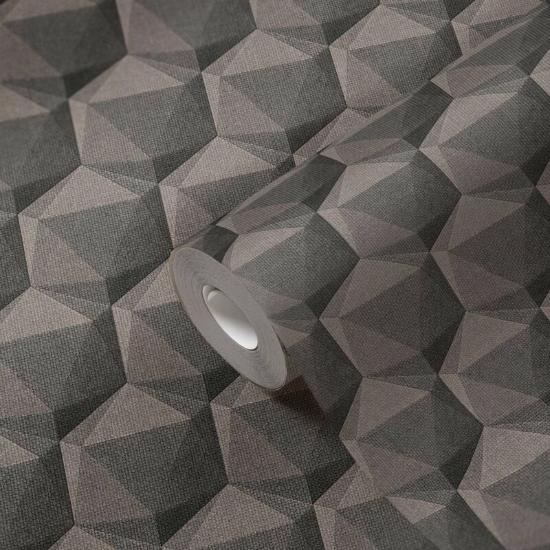 As Creation - A.s. Creation Nara 387482 Vliestapete Geometrisch 10.05 X 0.53 M Grau Wohnzimmer Schlafzimmer Flur Küche Esszimmer Badezimmer Bad