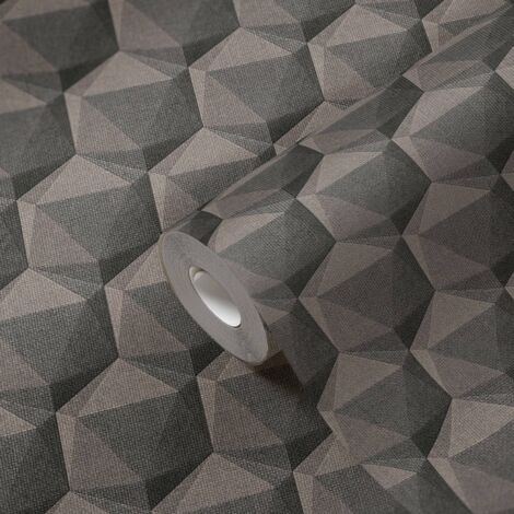 A.S. Creation  Nara  387482  Vliestapete  Geometrisch  10.05 x 0.53 m  Grau  Wohnzimmer  Schlafzimmer  Flur  Küche  Esszimmer  Badezimmer  Bad  Arbeitszimmer  Büro  Diele