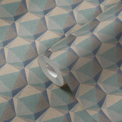 A.S. Creation  Nara  387484  Vliestapete  Geometrisch  10.05 x 0.53 m  Blau  Wohnzimmer  Schlafzimmer  Flur  Küche  Esszimmer  Badezimmer  Bad  Arbeitszimmer  Büro  Diele