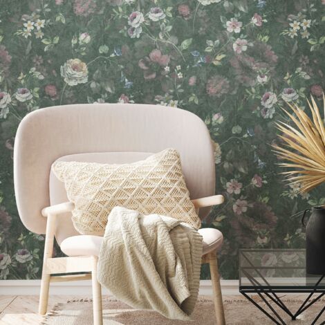 A.S. Creation  Natural Living  386362  Vliestapete  Blumenoptik  10.05 x 0.53 m  Grün  Wohnzimmer  Schlafzimmer  Flur  Küche  Esszimmer  Badezimmer  Bad  Arbeitszimmer  Büro  Diele