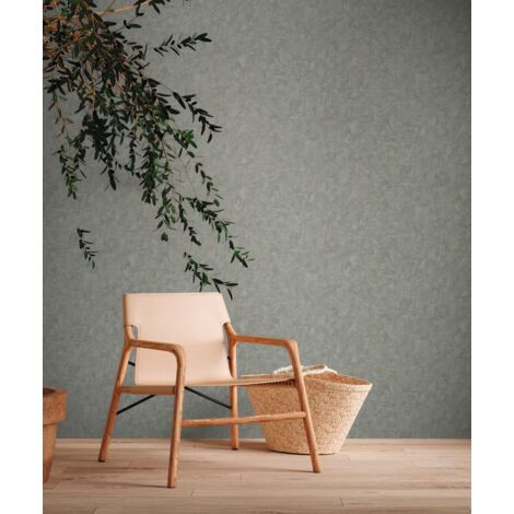 A.S. Creation  Natural Living  386391  Vliestapete  Einfarbig  10.05 x 0.53 m  Grün  Wohnzimmer  Schlafzimmer  Flur  Küche  Esszimmer  Badezimmer  Bad  Arbeitszimmer  Büro  Diele