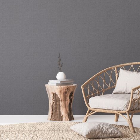 A.S. Creation  Natural Living  386624  Vliestapete  Einfarbig  10.05 x 0.53 m  Schwarz  Wohnzimmer  Schlafzimmer  Flur  Küche  Esszimmer  Badezimmer  Bad  Arbeitszimmer  Büro  Diele