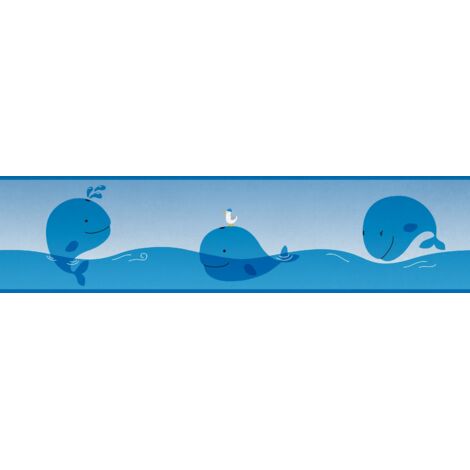 A.S. Création Ocean Friends 403721 Papiertapete Kinderzimmer 5 x 1.55 m Blau Wohnzimmer Schlafzimmer Büro