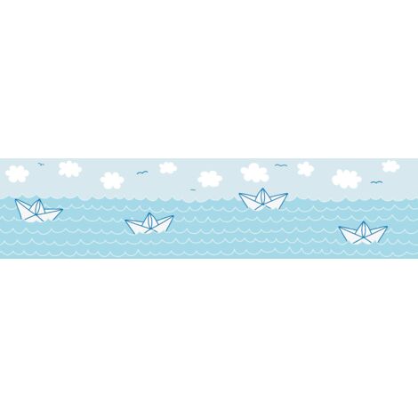 A.S. Création Paperboat Love 403731 Papiertapete Kinderzimmer 5 x 1.55 m Blau Wohnzimmer Schlafzimmer Büro