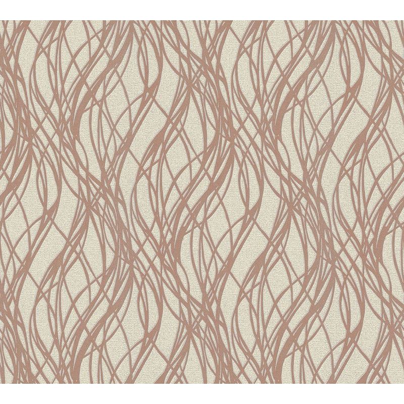 Rose Gold Ribbon Stripe Wave Pattern Glitter Metallic Vinyl Wallpaper Embossed