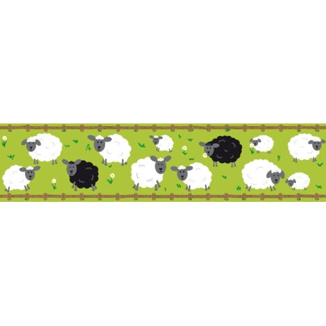 A.S. Création Sheep Family 403733 Papiertapete Kinderzimmer 5 x 1.55 m Schwarz Wohnzimmer Schlafzimmer Büro
